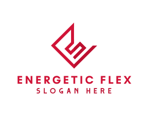 Geometric Red Letter E logo design