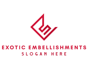 Geometric Red Letter E logo design