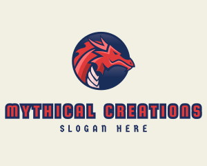Dragon Mythical Creature Gaming logo design