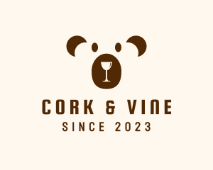 Wine Glass Bear logo design