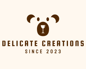 Wine Glass Bear logo design