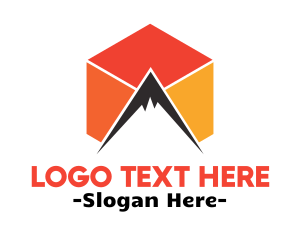 Volcano - Mountain Peak Cube logo design