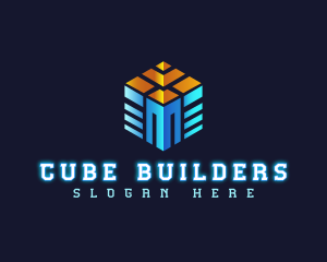 Cyber Technology Cube logo design