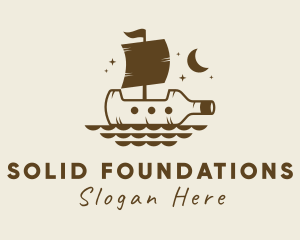 Bottle Galleon Ship Logo