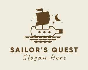 Bottle Galleon Ship logo design