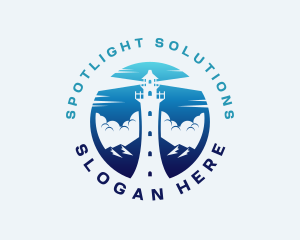 Coastal Lighthouse Tower Logo