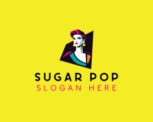 Pop Art Woman Makeup logo design