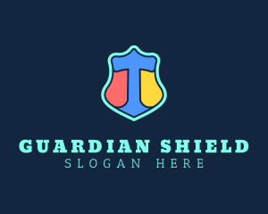 Neon Shield Letter T logo