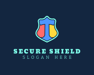 Neon Shield Letter T logo