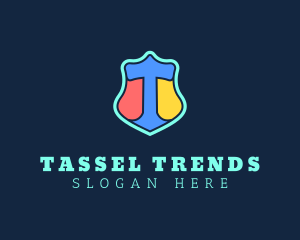 Neon Shield Letter T logo design