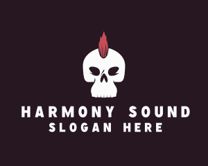 Skull Mohawk Rock Band logo design