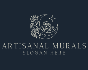 Floral Crescent Moon logo design