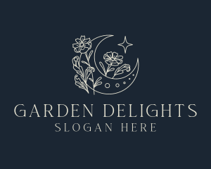 Floral Crescent Moon logo design