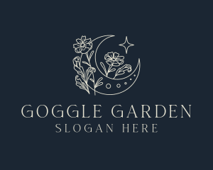 Floral Crescent Moon logo design