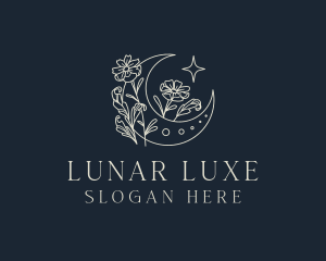 Floral Crescent Moon logo design