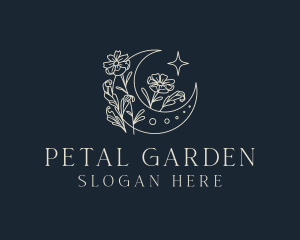 Floral Crescent Moon logo design