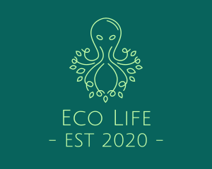 Green Nature Octopus  logo design