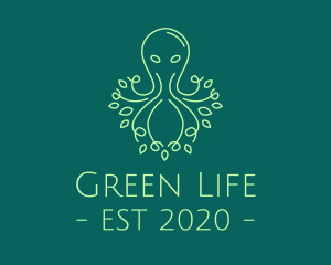 Green Nature Octopus  logo design