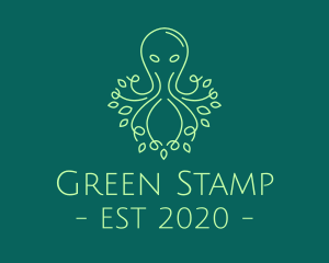 Green Nature Octopus  logo design