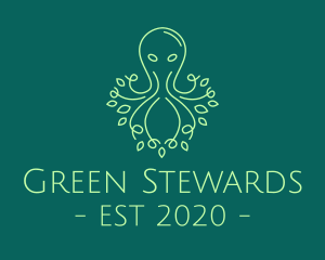 Green Nature Octopus  logo design