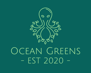 Green Nature Octopus  logo design