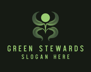 Green Plant Person logo design