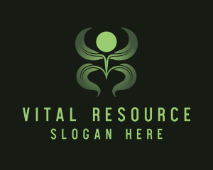 Green Plant Person logo design