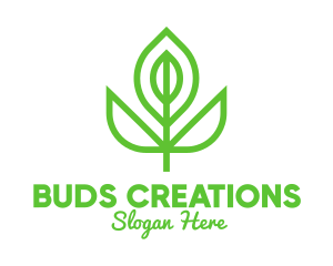 Green Monoline Flower Bud logo design