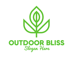 Green Monoline Flower Bud logo design