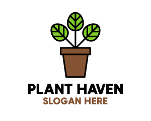 Leaves Plant Pot logo design