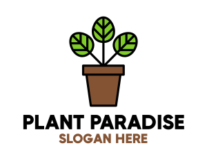 Leaves Plant Pot logo design