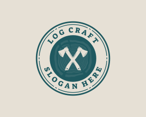 Lumber Wood Log Axe logo design