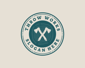 Lumber Wood Log Axe logo design