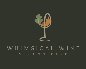 Natural Wine Glass logo design