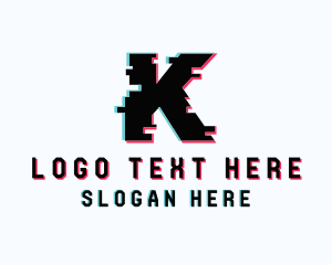 Tech Glitch Letter K  logo