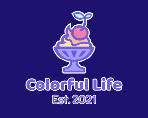 Colorful Cherry Sundae logo design