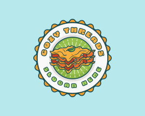 Lasagna Pasta Emblem logo design