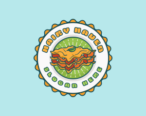 Lasagna Pasta Emblem logo design