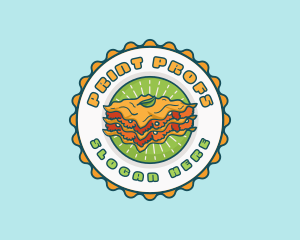 Lasagna Pasta Emblem logo design