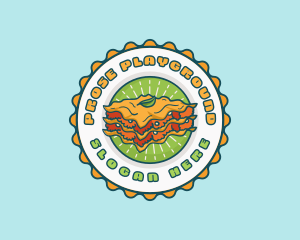 Lasagna Pasta Emblem logo design