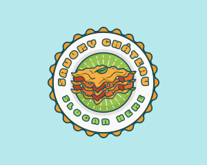 Lasagna Pasta Emblem logo design