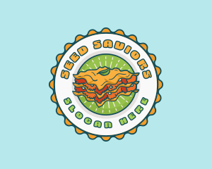 Lasagna Pasta Emblem logo design