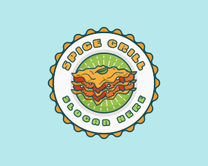 Lasagna Pasta Emblem logo design