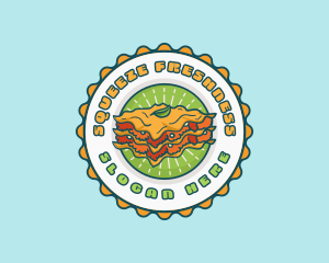 Lasagna Pasta Emblem logo design