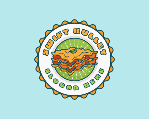 Lasagna Pasta Emblem logo design