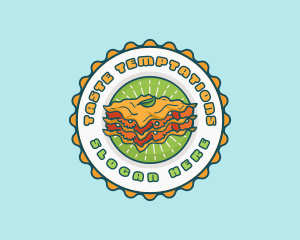 Lasagna Pasta Emblem logo design