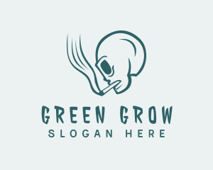 Green Skull Smoking logo design