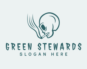 Green Skull Smoking logo design