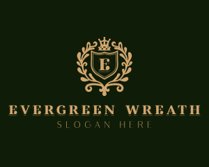 Wreath Crown Shield logo design