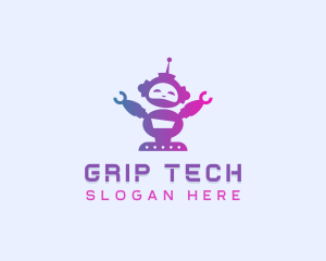 Cute Robot Tech logo design